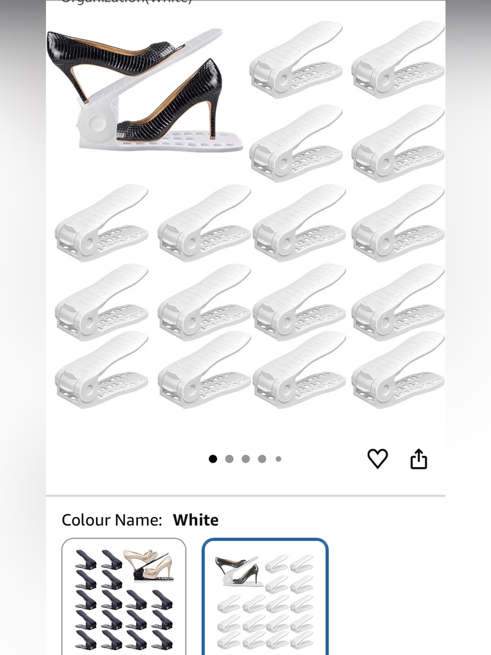 Yihata • Shoe Slot Organizer  • White • 12 in total • Adjustable Height